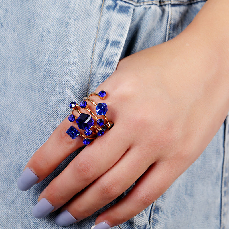 Boho Stackable Gemstone Rings Set For Women   Colorful Crystal Knuckle Rings Gold Tone Vintage Style, Perfect For Party Wedding, Daily Wear & Gift