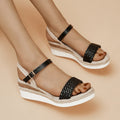 Summer Thick-soled Braided Design Sandals New Fashion Casual Linen Buckle Wedges Shoes For Women