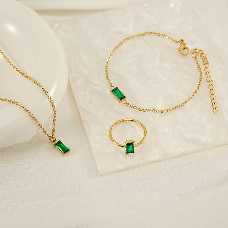 Emerald Titanium Steel Fashion Bracelet For Women