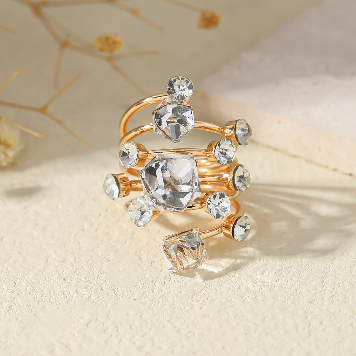 Boho Stackable Gemstone Rings Set For Women   Colorful Crystal Knuckle Rings Gold Tone Vintage Style, Perfect For Party Wedding, Daily Wear & Gift