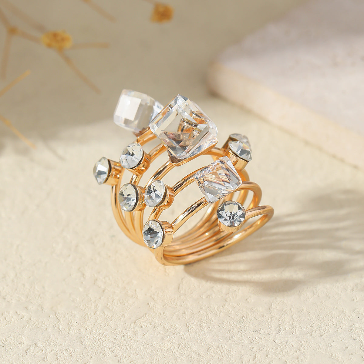 Boho Stackable Gemstone Rings Set For Women   Colorful Crystal Knuckle Rings Gold Tone Vintage Style, Perfect For Party Wedding, Daily Wear & Gift