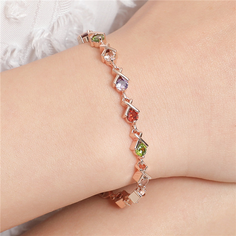 Fashion Rose Gold Zircon Bracelet For Women