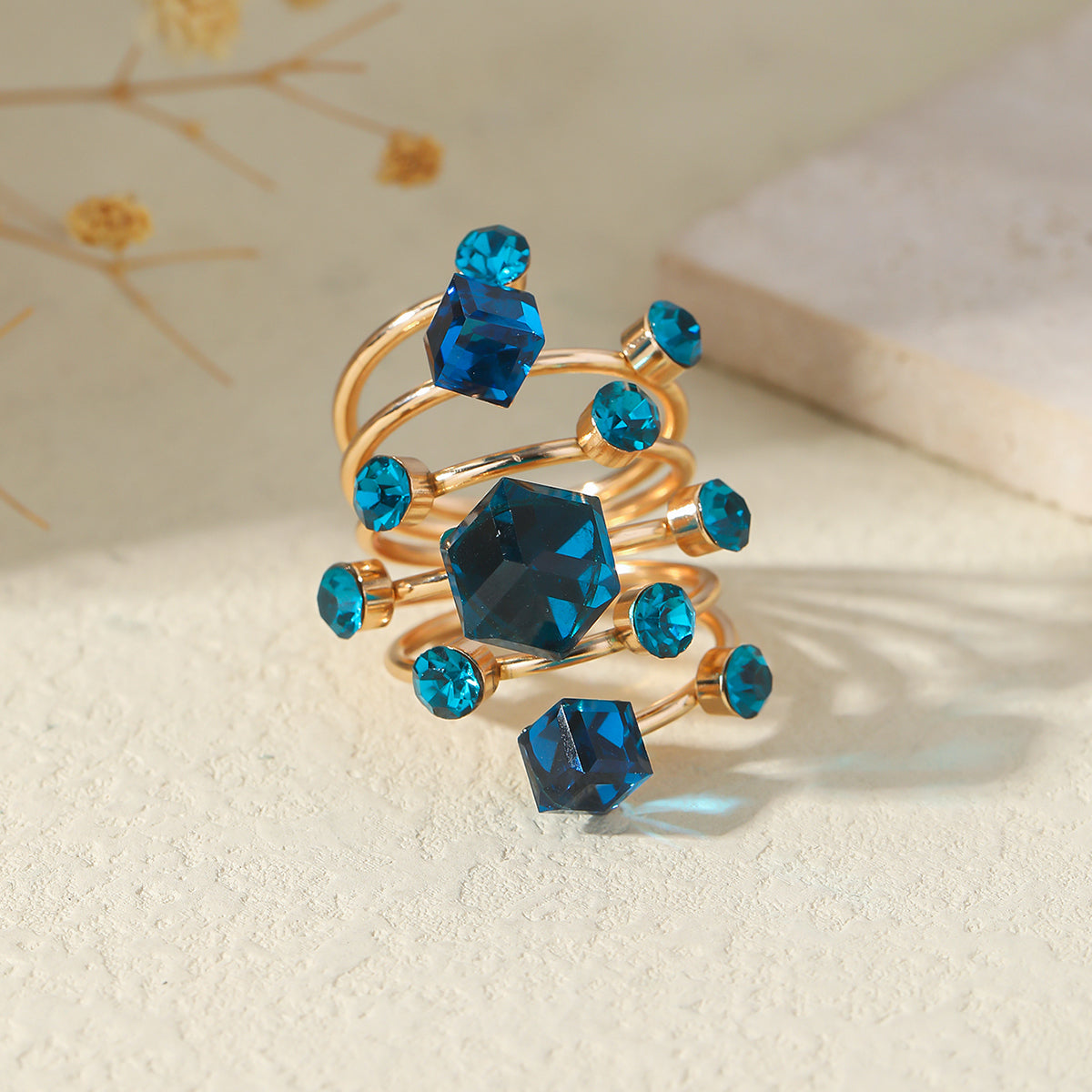 Boho Stackable Gemstone Rings Set For Women   Colorful Crystal Knuckle Rings Gold Tone Vintage Style, Perfect For Party Wedding, Daily Wear & Gift